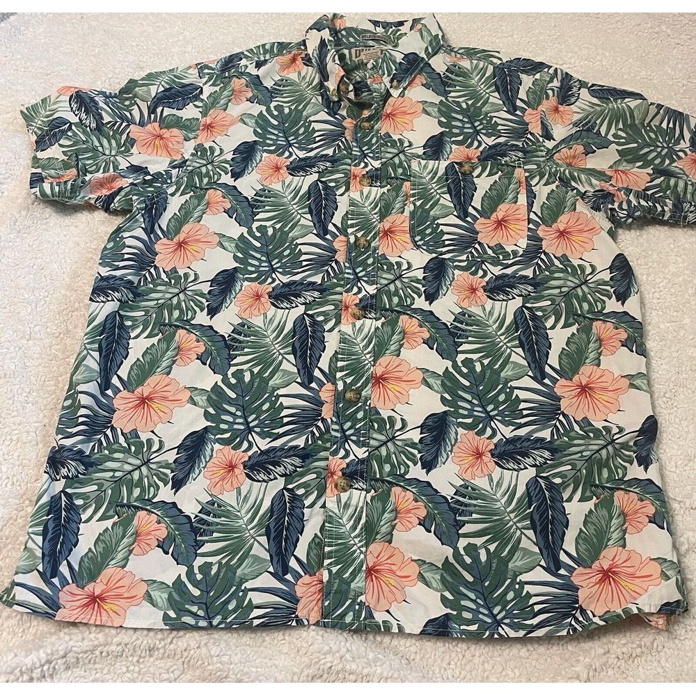 Duluth Trading Co Untucked Men's‎ Shirt XL Hawaiian Floral Hibiscus Slim Fit